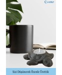 Siyah Mumluk Şamdan Tealight ve İnce Mum Uyumlu Kaplumbağa Model